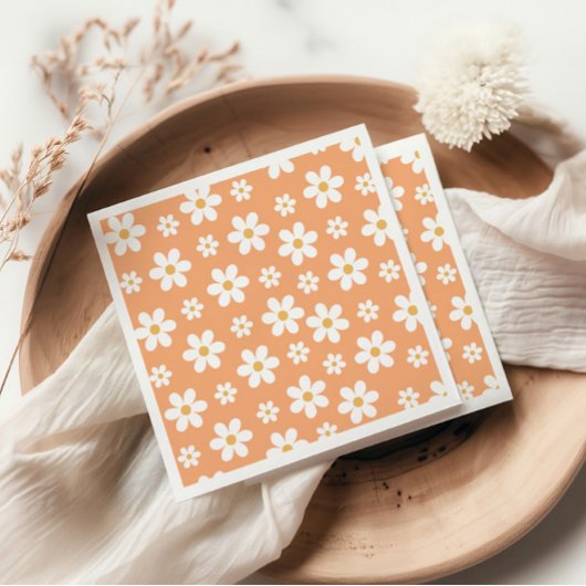 Serviette En Papier Groovy Retro Daisy abricot