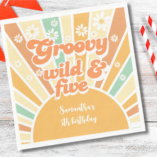 Serviette En Papier Groovy wild and five retro sun kids birthday