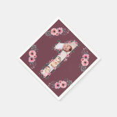 Serviette En Papier Gros 1er anniversaire fille photo Collage Fleur ro (Coin)