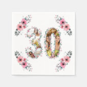 Serviette En Papier Gros 30e anniversaire Photo Collage Rose Fleur Bla (Devant)
