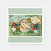 Serviette En Papier Gros Bunnies Pâques Blanches Vert clair (Devant)