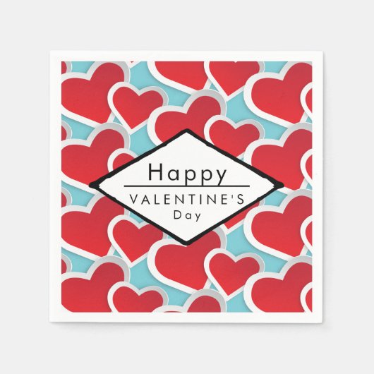 Serviette En Papier Gros Coeurs rouges Répéter Motif mou (Devant)