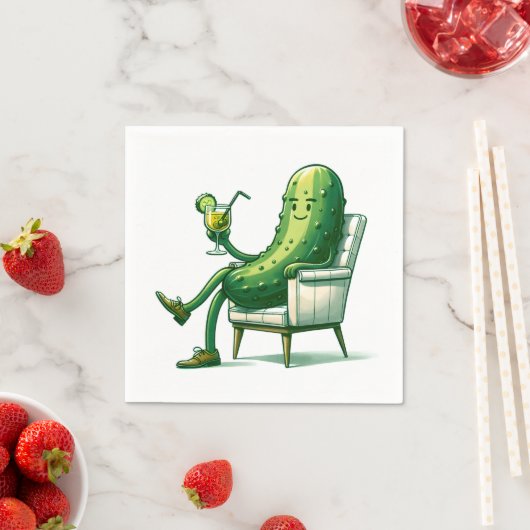 Serviette En Papier Gros Dill Pickle avec un Cocktail (En situation)