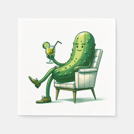 Serviette En Papier Gros Dill Pickle avec un Cocktail (Devant)