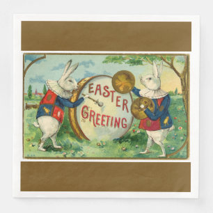 Serviette En Papier Gros lapins blancs de Pâques Brown foncé