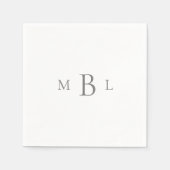 Serviette En Papier Gros monogramme argenté/gris Mariage blanc Cocktai (Devant)
