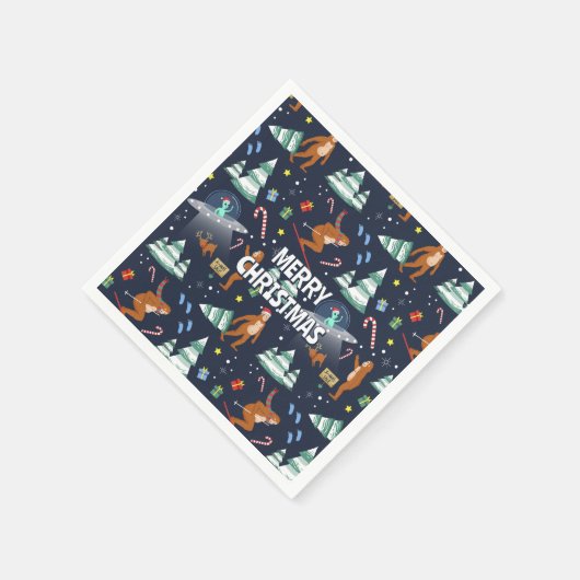 Serviette En Papier Gros pied, Aliens, & Reindeer Noël (Coin)