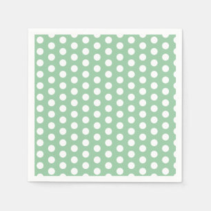 Serviette En Papier Gros pois blancs sur fond vert sauge 