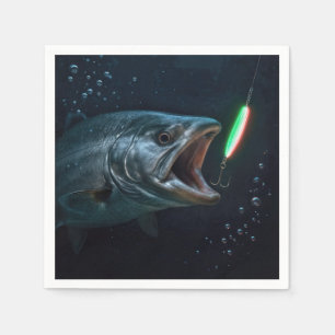 Serviette En Papier Gros Poisson avec Leurre Néon