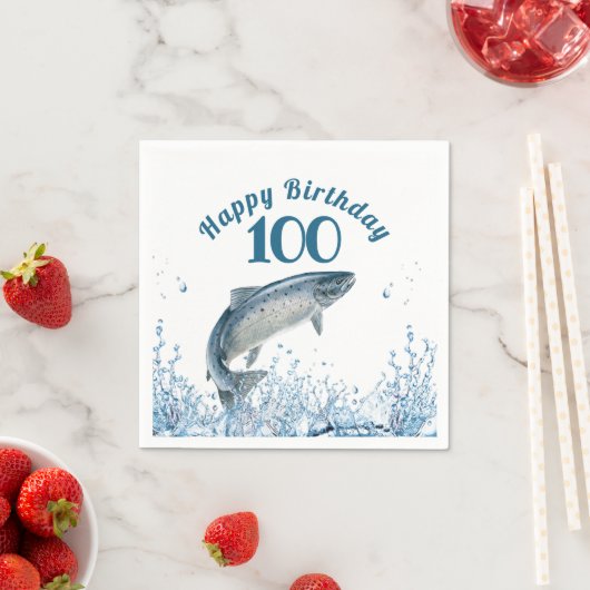 Serviette En Papier Gros Poisson Dans L'Eau 100e Anniversaire (En situation)
