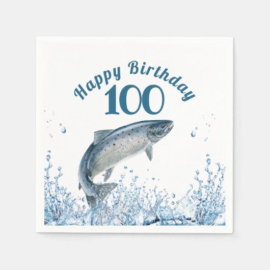 Serviette En Papier Gros Poisson Dans L'Eau 100e Anniversaire (Devant)