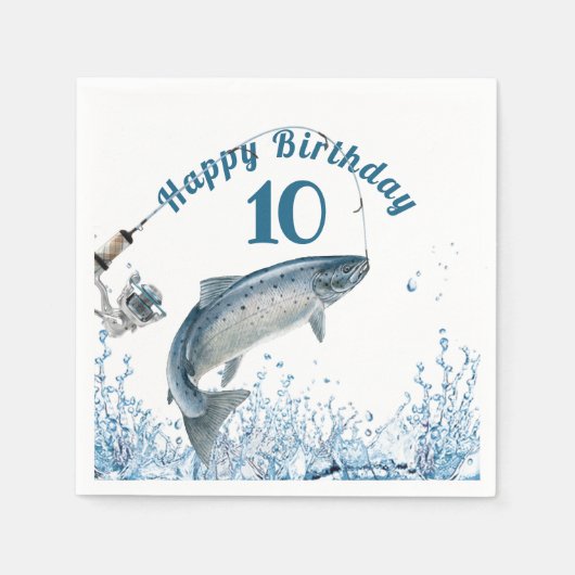 Serviette En Papier Gros Poisson dans l'eau 10e anniversaire de fête s (Devant)