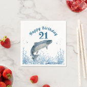 Serviette En Papier Gros Poisson Dans L'Eau 21ème Anniversaire (En situation)