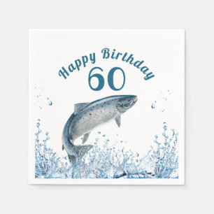 Serviette En Papier Gros Poisson Dans L'Eau 60e Anniversaire