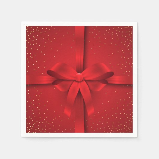 Serviette En Papier Gros Red Bow Noël cadeau de Noël (Devant)