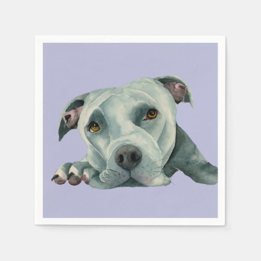 Serviette En Papier Gros Tête - Pit Bull Dog Aquarelle Peinture (Devant)