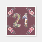 Serviette En Papier Grosse 21e anniversaire Photo Collage Rose Flower (Devant)