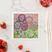 Serviette En Papier Grosse Naples à fleurs (En situation)
