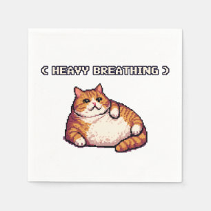 Serviette En Papier Grosse respiration grasse mème de chat pixel art