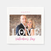 Serviette En Papier Grosses lettres d'amour | Votre Script Rose Photo (Devant)