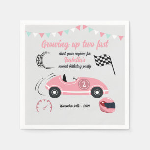 Serviette En Papier Grossissant Deux Voiture De Course Rose Festive Ra