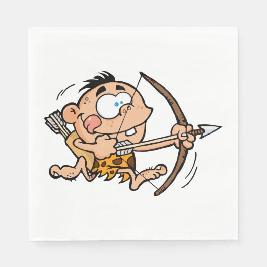 Serviette En Papier Grotte Garçon Avec Bow Et Flèche (Devant)