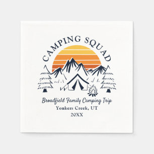 Serviette En Papier Groupe de Camping Rétro de Famille Aventure Person
