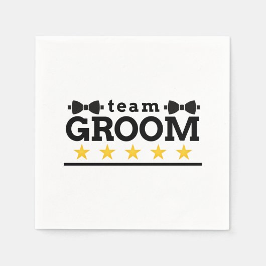 Serviette En Papier Groupe d'équipe | Groomsman | Licence | Blanc noir (Devant)