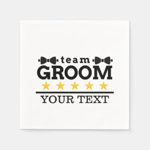 Serviette En Papier Groupe d'équipe   Groomsman   Licence   Blanc noir
