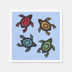 Serviette En Papier Groupe Festif Tortues Abstraites noires Coquille c