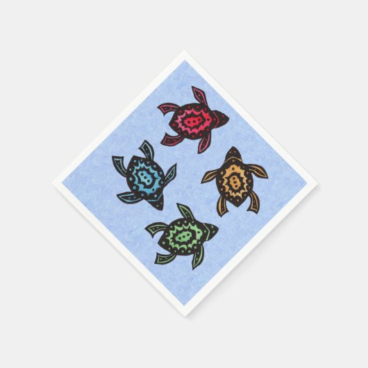 Serviette En Papier Groupe Festif Tortues Abstraites noires Coquille c (Coin)