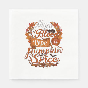 Serviette En Papier Groupe Sanguin Est Citrouille Épice Halloween Chat