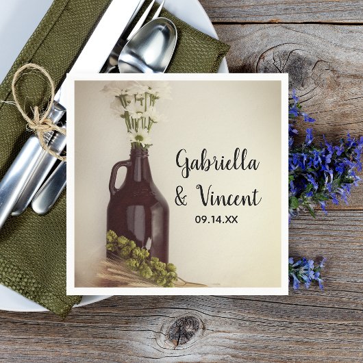 Serviette En Papier Growler, Hops et Daisies Brasserie Mariage