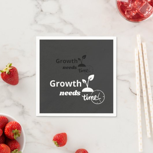 Serviette En Papier Growth Needs Time – Minimal Motivational Quote Pos (En situation)