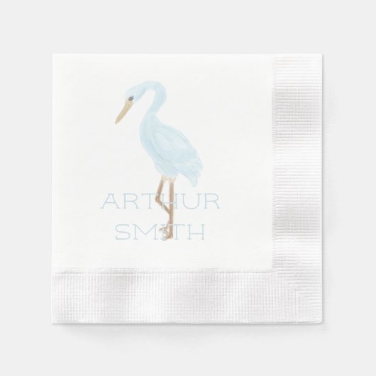 Serviette En Papier Grue bleue à l'aquarelle (Devant)