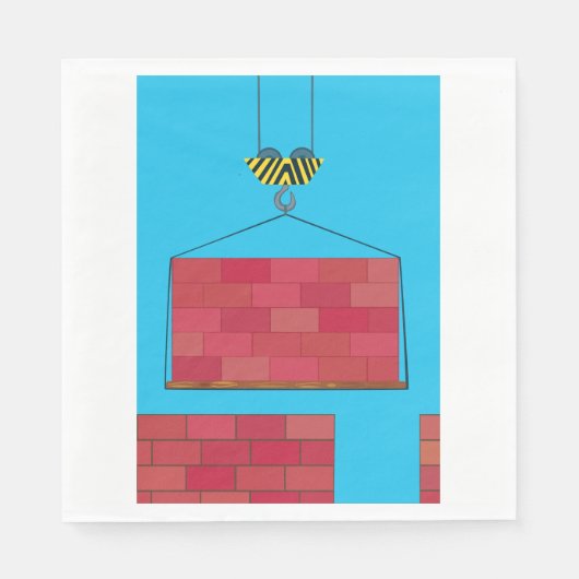 Serviette En Papier Grue de construction Levant mur de brique (Devant)