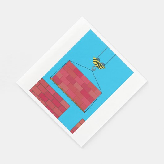 Serviette En Papier Grue de construction Levant mur de brique (Coin)