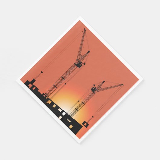 Serviette En Papier Grues Sur Un Bâtiment (Coin)
