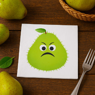 Serviette En Papier Grumpy Fuzzy Pear Visage Fruit drôle Caractère