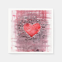 Serviette en papier Grunge Abstrait Cœur Rouge Mix