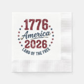 Serviette En Papier Grunge America 1776 - 2026 Land of the Free  (Devant)