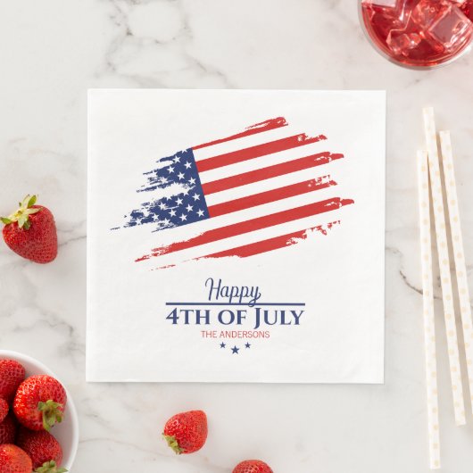 Serviette En Papier Grunge American Flag Happy 4 juillet ID1104 (En situation)