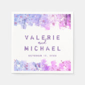 Serviette En Papier Grunge artistique moderne Mariage rose et violet (Devant)