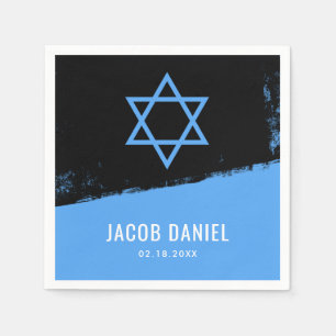 Serviette En Papier Grunge Blue Black Bar Mitzvah