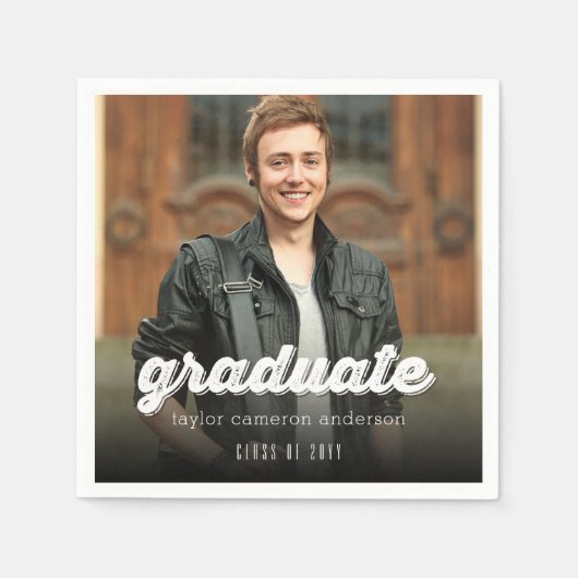 Serviette En Papier Grunge Bold Graduate Script Photo Graduate Party (Devant)