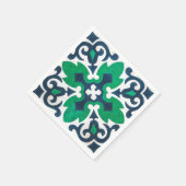 Serviette En Papier Grunge Damask Blue Green Swirl (Coin)