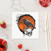Serviette En Papier Grunge Halloween Corbeau & Crâne (En situation)