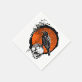 Serviette En Papier Grunge Halloween Corbeau & Crâne (Coin)