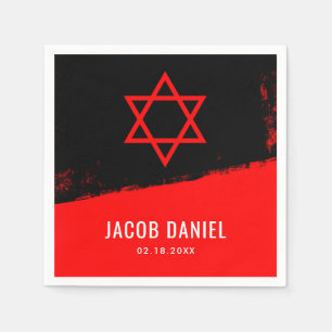 Serviette En Papier Grunge Red Black Bar Mitzvah