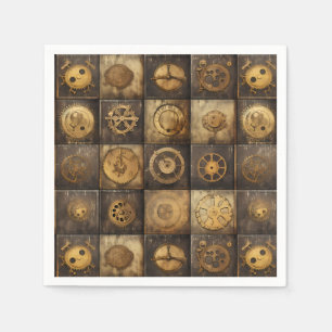 Serviette En Papier Grunge Rustic Steampunk Horloge (15)